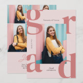 Pink Modern Bold Class of 2024 Abschluss Einladung (Vorne/Hinten)
