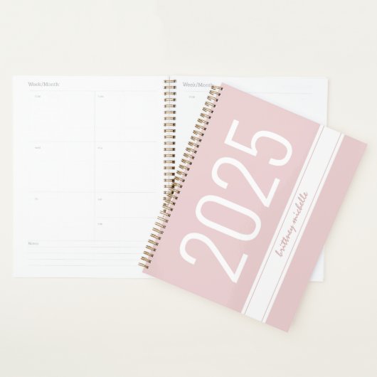 Pink Modern Bold Simple Stripe Personalisiert 2025 Planer (Anzeige)
