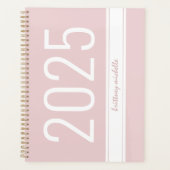 Pink Modern Bold Simple Stripe Personalisiert 2025 Planer (Vorderseite)