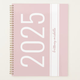 Pink Modern Bold Simple Stripe Personalisiert 2025 Planer
