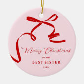 Pink Modern Bow Keramik Ornament (Vorne)