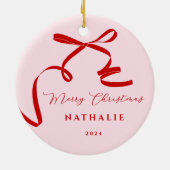 Pink Modern Bow Keramik Ornament (Hinten)