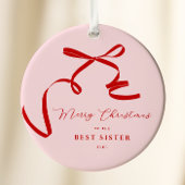 Pink Modern Bow Keramik Ornament