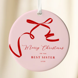 Pink Modern Bow Keramik Ornament