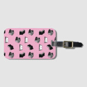 Pink Modern buchhalterisch Bibliophile Buchmuster Gepäckanhänger (Vorderseite (Horizontal))