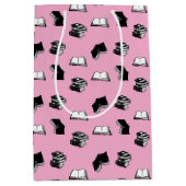 Pink Modern buchhalterisch Bibliophile Buchmuster Mittlere Geschenktüte (Vorderseite)