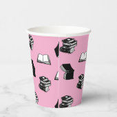 Pink Modern buchhalterisch Bibliophile Buchmuster Pappbecher (Rechts)