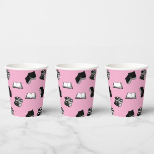 Pink Modern buchhalterisch Bibliophile Buchmuster Pappbecher