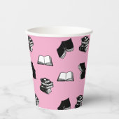 Pink Modern buchhalterisch Bibliophile Buchmuster Pappbecher (Vorderseite)