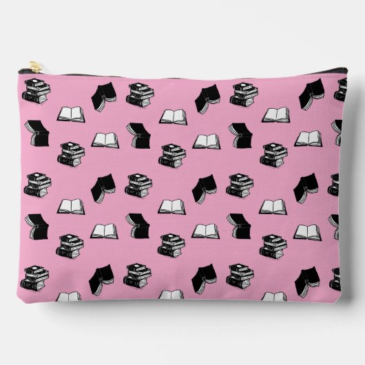Pink Modern buchhalterisch Bibliophile Buchmuster Zubehörtasche (Vorderseite)