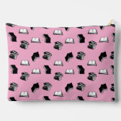 Pink Modern buchhalterisch Bibliophile Buchmuster Zubehörtasche (Rückseite)