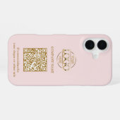 Pink Modern Business Logo & QR Code Promotional iPhone 16 Hülle (Rückseite (Horizontal))