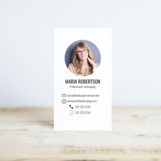 Pink Modern Business Photo QR Code Business Card Visitenkarte