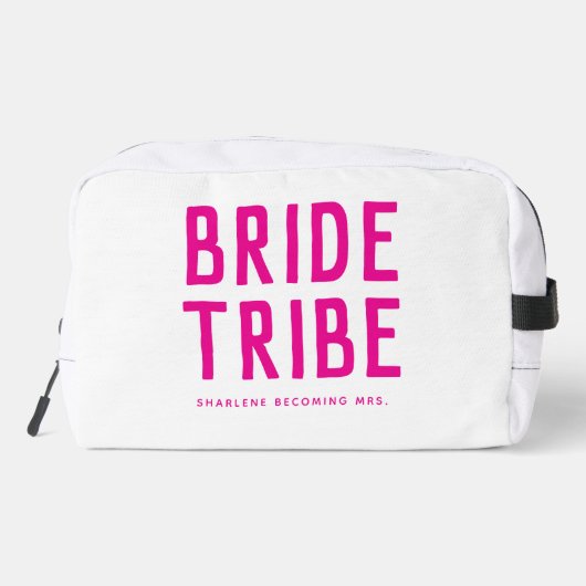 Pink Modern Chic Bride Tribe Bridesmaid Geschenk Waschbeutel (Rückseite)