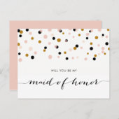 Pink Modern Confetti werden Sie meine Trauzeugin s Einladungspostkarte (Vorne/Hinten)