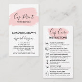 Pink Modern Cup Care Instruction - individuelle Lo Visitenkarte (Vorne/Hinten)