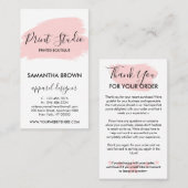 Pink Modern Customizable Logo Vielen Dank für Ihre Visitenkarte (Vorne/Hinten)