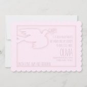 Pink Modern Dove Baby Custom Celebration of Life Einladung (Vorderseite)