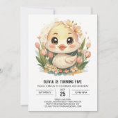 Pink Modern Duck Birthday Einladung (Vorderseite)