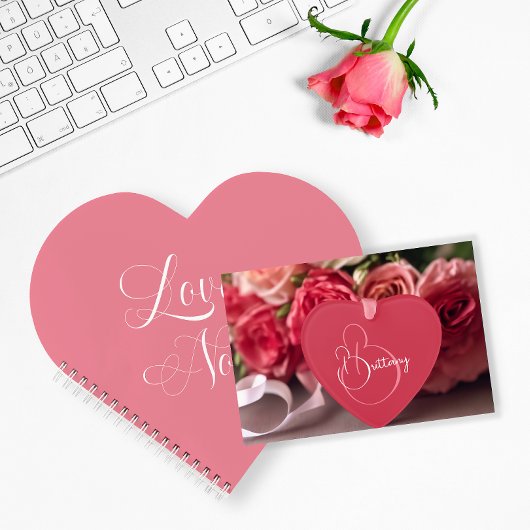 Pink Modern Elegant Script Personalized Love Notes Notizblock