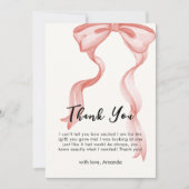 Pink Modern Elegante Bow Girl Babydusche Dankeskarte (Vorderseite)