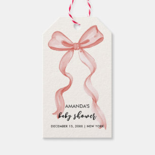 Pink Modern Elegante Bow Girl Babydusche Geschenkanhänger