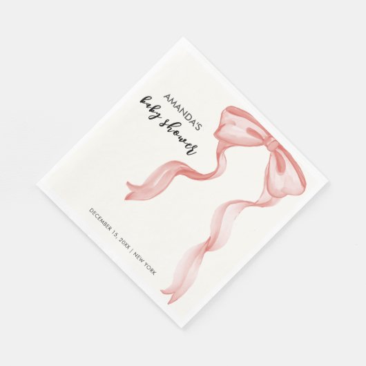 Pink Modern Elegante Bow Girl Babydusche Serviette (Ecke)