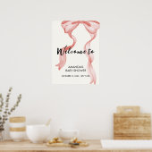 Pink Modern Elegante Bow Girl Babydusche Willkomme Poster (Küche)