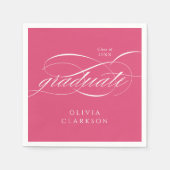 Pink Modern Elegante Script Graduation Party Serviette (Vorderseite)
