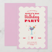 Pink Modern Fun Geburtstagsparty Einladung (Vorne/Hinten)