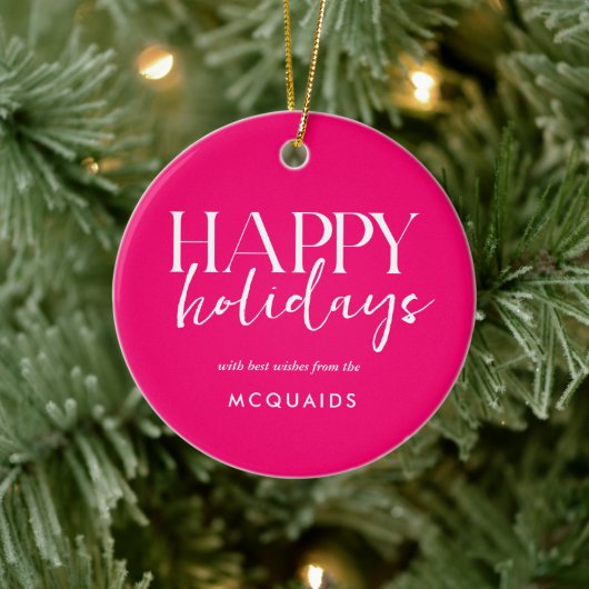 Pink Modern Geometrie Weihnachten Keramik Ornament (Baum)