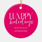 Pink Modern Geometrie Weihnachten Keramik Ornament (Vorne)