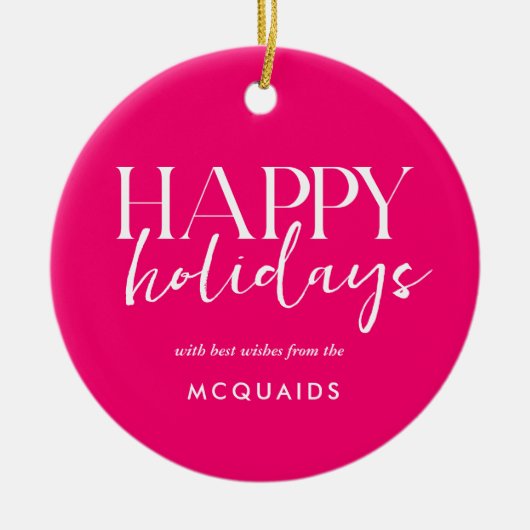 Pink Modern Geometrie Weihnachten Keramik Ornament (Vorne)