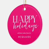 Pink Modern Geometrie Weihnachten Keramik Ornament (Links)