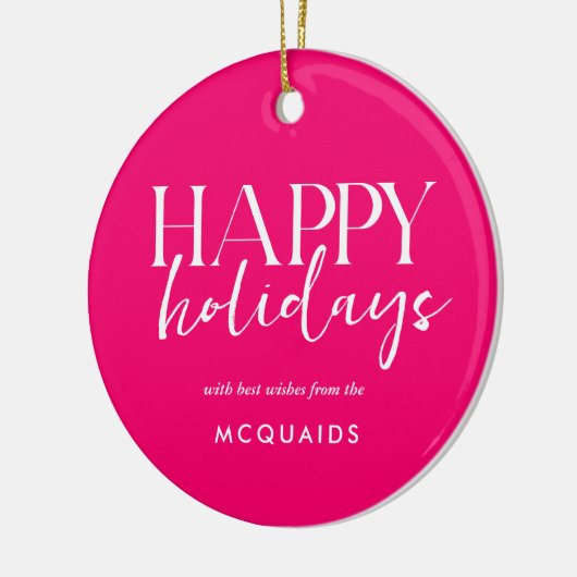 Pink Modern Geometrie Weihnachten Keramik Ornament (Links)