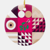 Pink Modern Geometrie Weihnachten Keramik Ornament (Hinten)