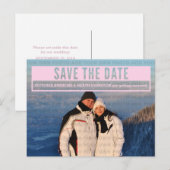 Pink Modern geschnitten Save the Date Postkarte (Vorne/Hinten)