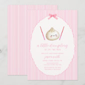 Pink Modern Girl Bow Asian Dumpling Baby Shower  Einladung (Vorne/Hinten)