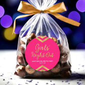 Pink Modern Girls' Night Out Imitate Gold Zickzack Runder Aufkleber