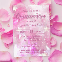Pink Modern Glaaming Starry Quinceañera