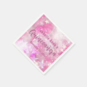 Pink Modern Glaaming Starry Quinceañera Serviette (Ecke)