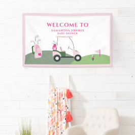 Pink Modern Golf Baby Dusche Banner