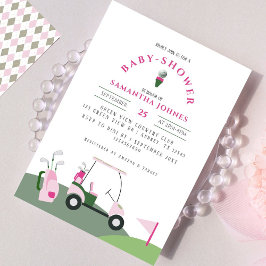 Pink Modern Golf Baby Dusche Einladung