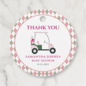 Pink Modern Golf Baby Dusche Geschenkanhänger (Rückseite)