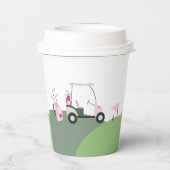 Pink Modern Golf Baby Dusche Pappbecher (Rückseite)