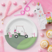 Pink Modern Golf Baby Dusche Pappteller (Party)