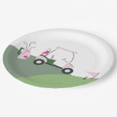 Pink Modern Golf Baby Dusche Pappteller (Schrägansicht)