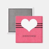 Pink Modern Heart Magnet (Vorderseite/Rückseite)