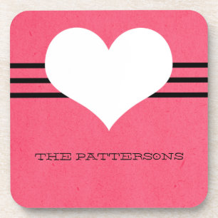 Pink Modern Heart Untersetzer Set