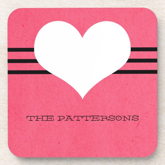 Pink Modern Heart Untersetzer Set (Vorderseite)